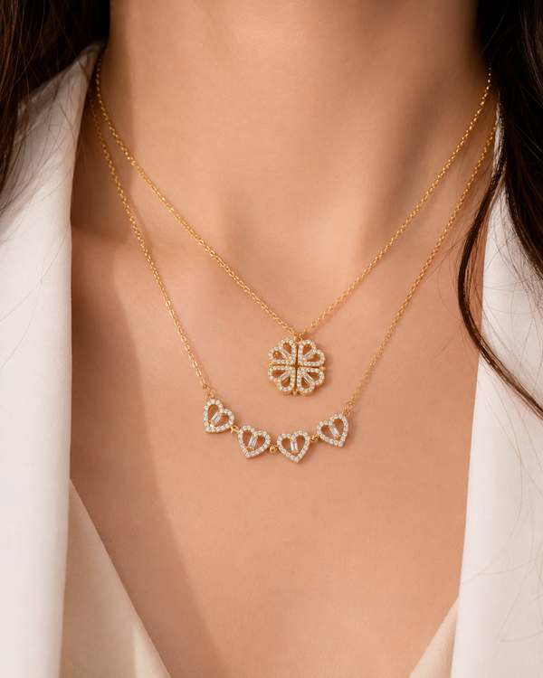 KAAVRI Four Heart Magnetic 2-in-1 Necklace