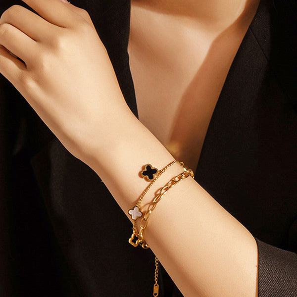 KAAVRI Mother-of-Pearl Clover Wraparound Bracelet