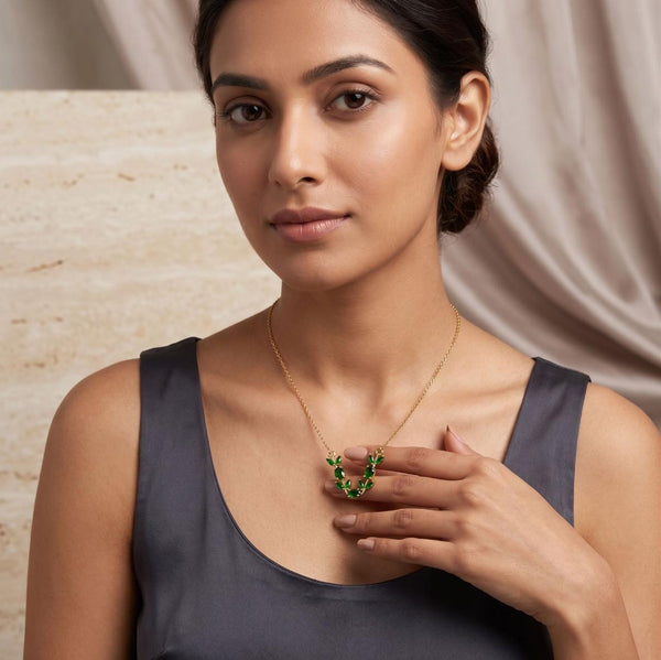 KAAVRI 18K Gold Plated Fancy Chain Pendant for Women