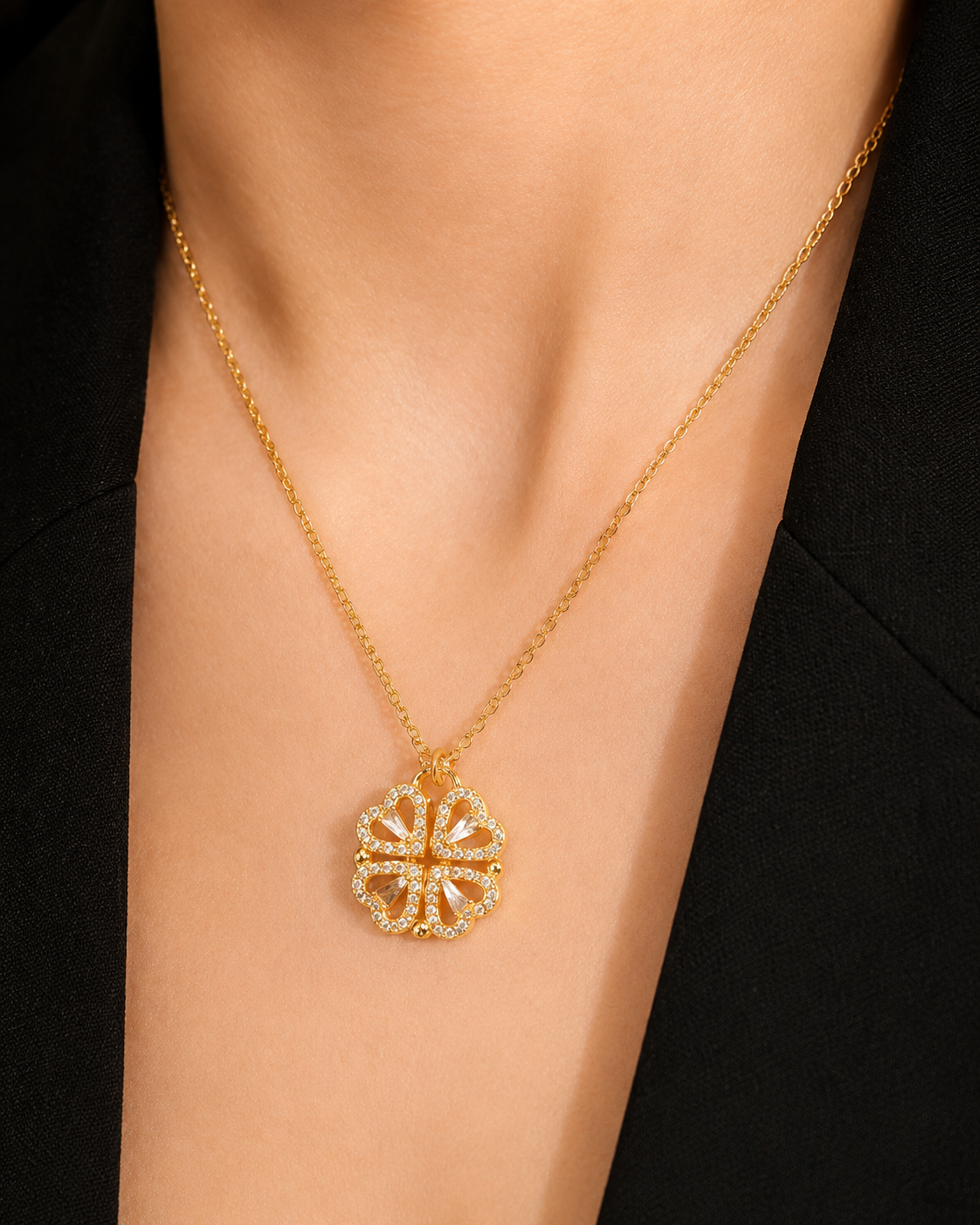 KAAVRI Four Heart Magnetic 2-in-1 Necklace