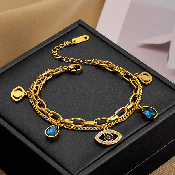 KAAVRI Crystal Evil-Eye Anti-Tarnish Bracelet