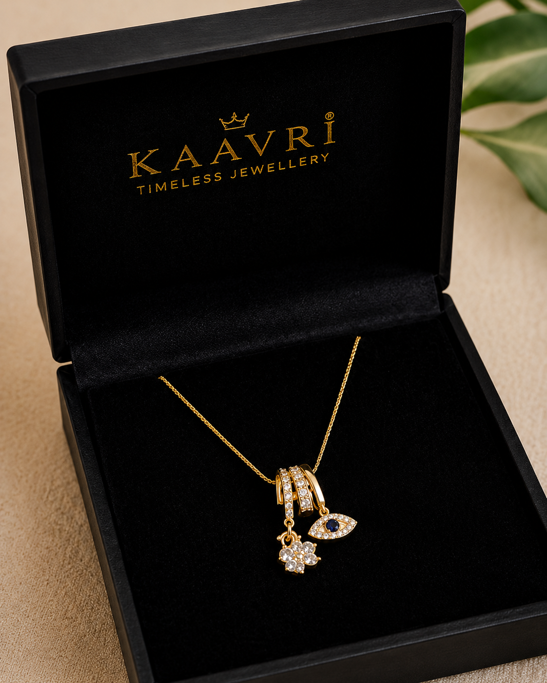 KAAVRI Gold Plated Fancy Chain Pendant (Classic) for Women