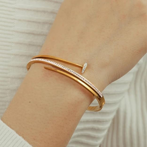 KAAVRI Crystal Stone Anti-Tarnish Bangle Bracelet