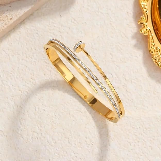 KAAVRI Crystal Stone Anti-Tarnish Bangle Bracelet