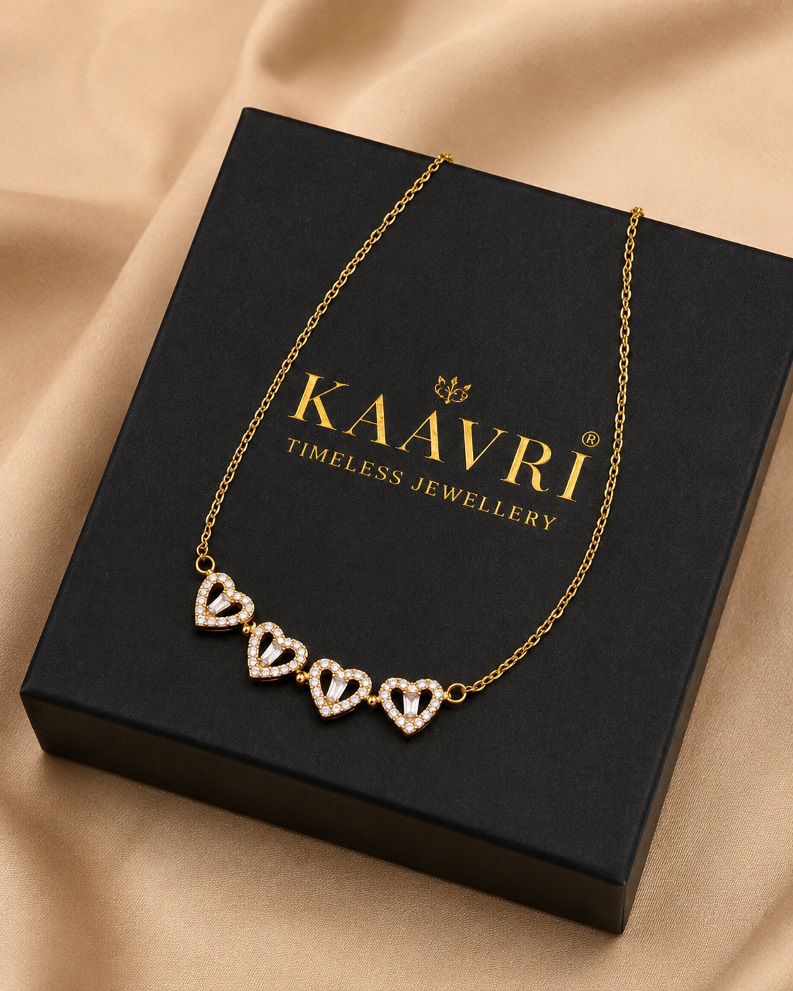 KAAVRI Four Heart Magnetic 2-in-1 Necklace