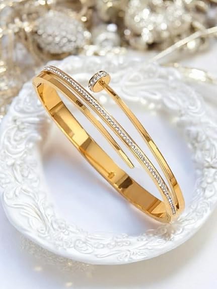 KAAVRI Crystal Stone Anti-Tarnish Bangle Bracelet