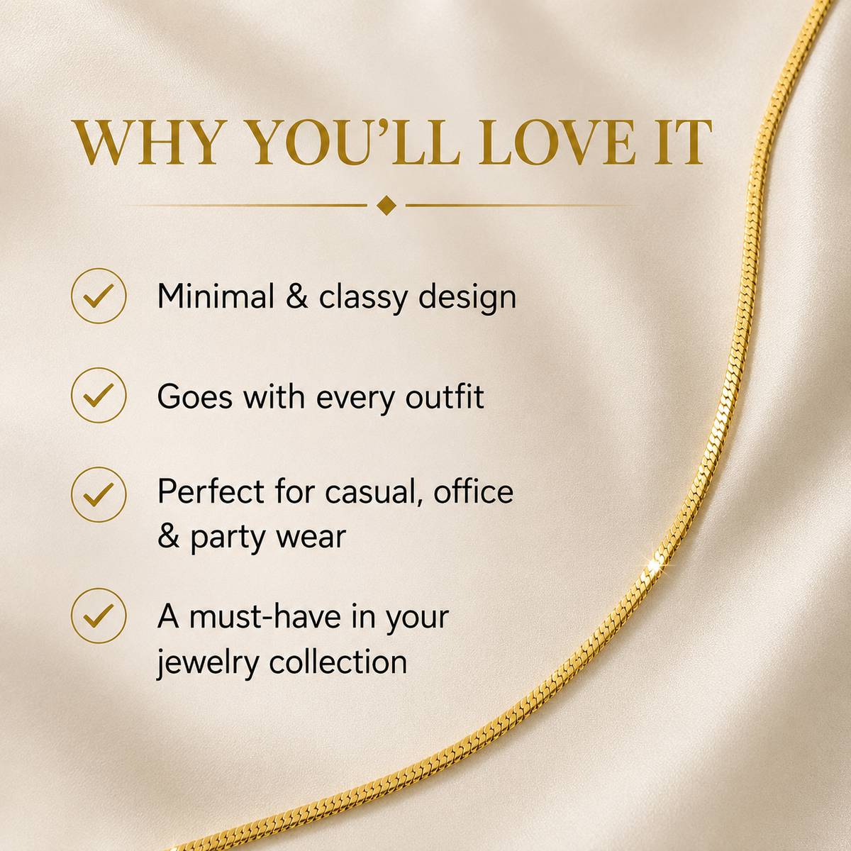 KAAVRI Daily Wear Gold Plated Chain for Women