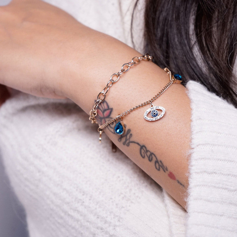 KAAVRI Crystal Evil-Eye Anti-Tarnish Bracelet