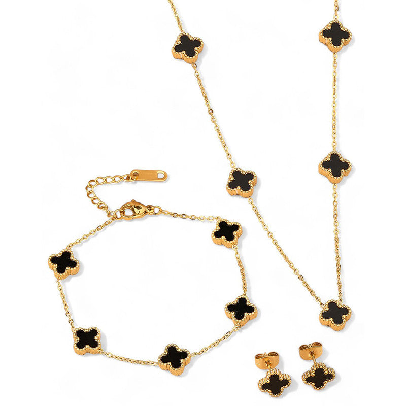 KAAVRI Clover Bracelet Set of 3 (Anti-Tarnish)