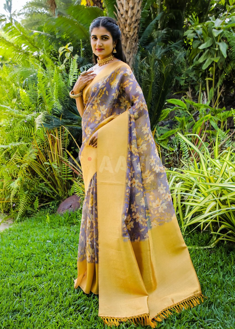 Elegant Yellow Softy Jacquard Saree